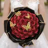 DIY Sparkly Glitter Flower Bouquet Sets (24/36 Pcs) - Decorative Home Decor Ornaments with 3D Butterflies, Crowns, Ribbons, Romantic GF Gifts for Women, Anniversary Presents, Glitter Flower Decoration