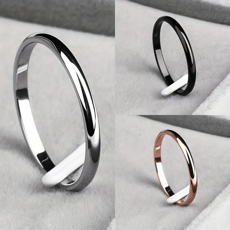 Metal Coated Stainless Steel Ring, Minimalist Plain Look Round Band with a Smooth Finish for Unisex Casual Wear, Unisex Fit, Cute