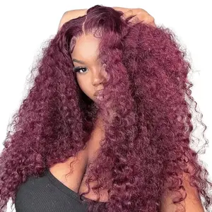 【30’=$99】Urody Dark Burgundy Wig Human Hair Deep Wave Curly Wigs 99j Red 13x6 Loose Deep Wave Lace Front Wigs Pre Plucked HD Transparent Lace Frontal Wigs #FallFreshness