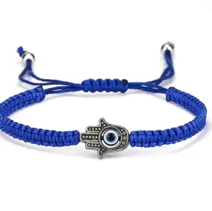 Hand-Woven Blue Bracelet with a Hamsa & Evil Eye Amulets, Protection and Good Fortune, several styles to choose from.
