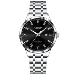 LOEGSINS Men’s Premium Watch Model 955, Automatic Mechanical Movement, Diamond-Studded, 30m Water Resistance, Luminous Display, Suitable for Business and Casual Outings