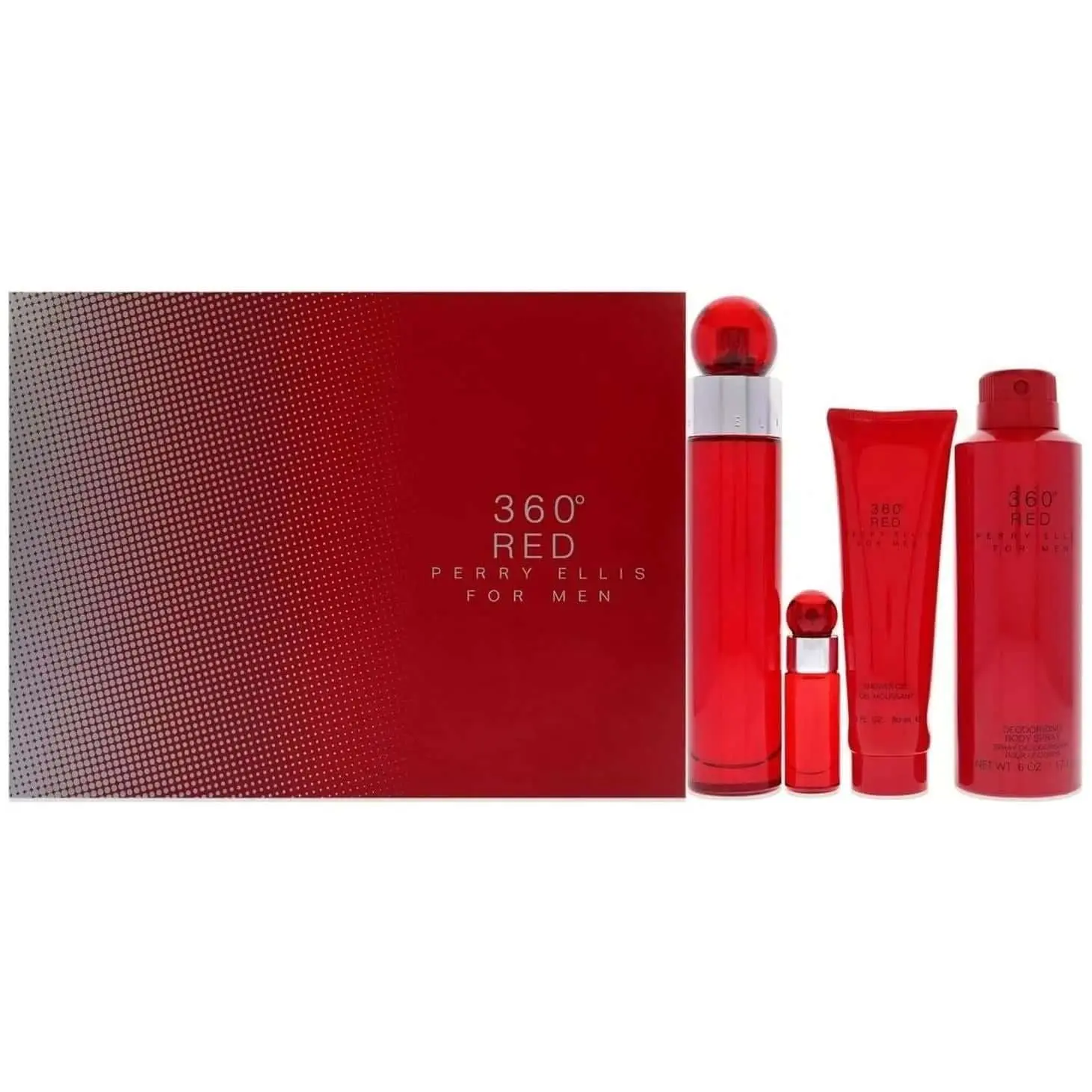 Men's Sexy Red 4-Piece Cologne Gift Set - Box & Bundle Fragrance Set with Cologne EDT, Shower Gel, Body Deodorizer, Freshness Boost Spray, Boxed Adult Personal Care Kit, Box Fragrance Sets