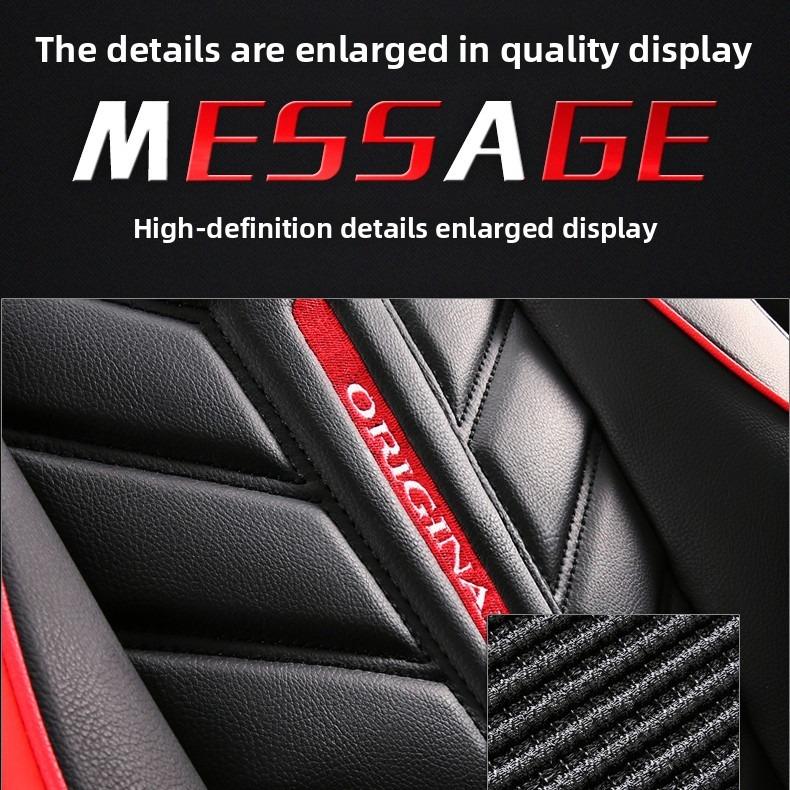 All-Season Faux Leather Car Seat Covers with Red Stitching & Diamond Pattern Universal Fit for Most Vehicles