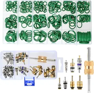 Car A/C Repair Kit, 270PCS O-Ring Seals Kit 18 Sizes + 40PCS Car Air Conditioner Valve Core Kit, R12 R134a Refrigeration Tire Valve Stem with Head Dual Dismantling Remover Tool, O-Rings