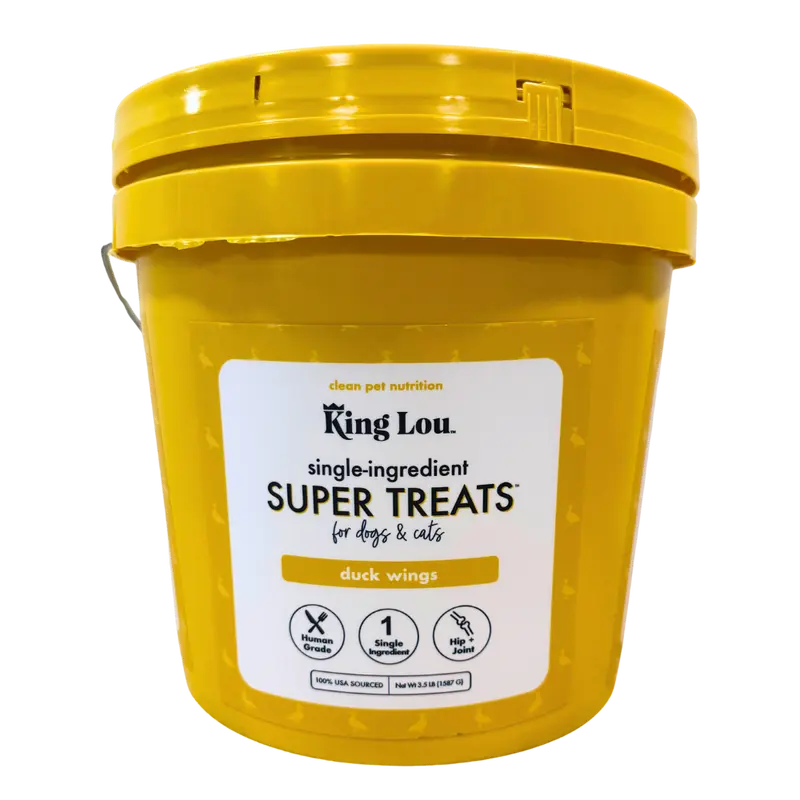 King Lou Whole Duck Wing Dental Treats for dogs, Single-Ingredient, 100% USA , All Natural, Minimally Processed, Joint Support, Natural Collagen & Glucosamine