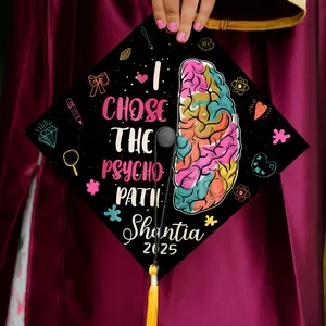 I Chose The Psycho Path Graduation Cap Topper, Customized Psychology Cap Decoration, Class of 2025