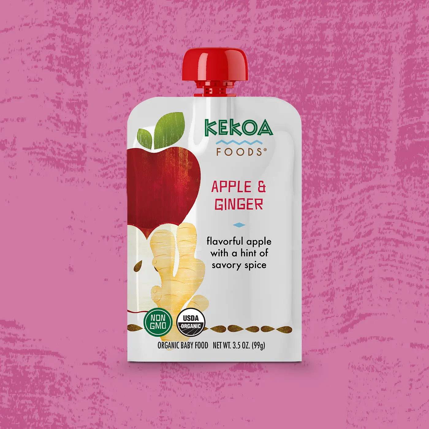 Apple & Ginger Squeeze Pouch, 100% Organic Vegetarian Baby Food Purée