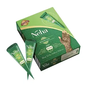 Neha Natural Herbal Henna Mehandi Cones  Hair Color Temporary Tatoo Body art Kit - 4 Cones