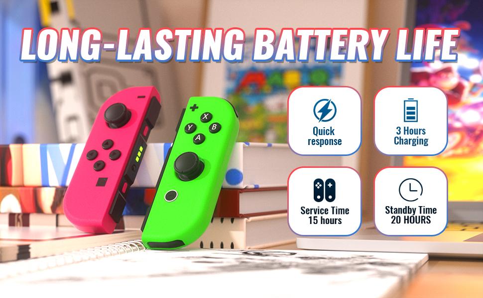 Switch Controller Set for Nintendo Switch 1/2/OLED/Lite Wireless Replacement Gamepad with Dual Vibration Motion Control 6-Axis Gyro & Wake-Up Function