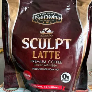 VIDA DIVINA SCULPT LATTE PREMIUM COFFEE INFUSED WITH REISHI 0G SUGAR 20 SACHETS 14.8 OZ.