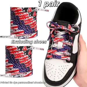 Independence Day Tie Dye Shoelaces, Unique Star Pattern Shoelaces, Multiple Colors and Styles, 140cm/55.1 Inch, Fashionable and Stylish