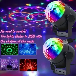 LED Projection Lamp, Disco Stage Light, Car Magic Ball Projector, USB Powered, RGB Seven Colors, Music Sync, Ideal for Bedroom Party Ktv Living Room, Decoration