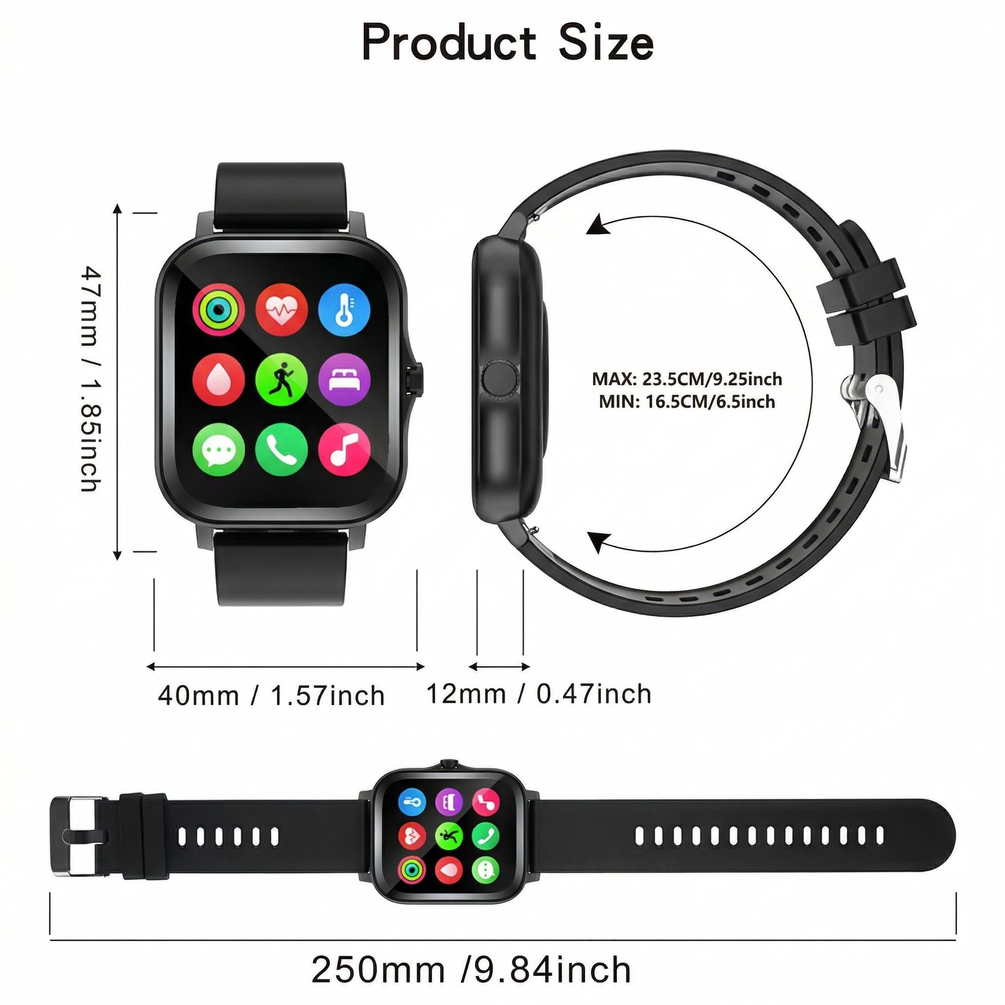 SmartWatch for Men & Women, 1.83" Touch ScreenFitness Tracker, Activity & Step MonitorMessage Notifications, Multiple Sports ModesIP68 Waterproof, Compatible with ios &Android Devices