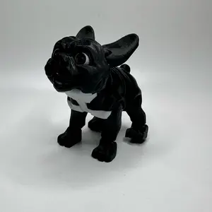 French Bulldog Figurine – 3D Printed Black and White Pup with Playful Expression
