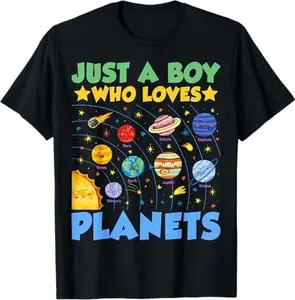 Just A Boy Who Loves Planets Solar System Astronaut Space T-Shirt