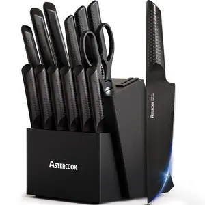 【valorant beta knife】Astercook 15-Piece Chef Knife Set, German Stainless Steel Handle, Rustproof, Black Block Storage, Includes Various Knives, Length 8 Inches Kitchenware