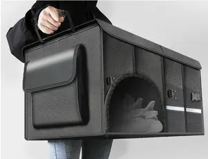 Car Trunk Organizer, Collapsible Multi Compartment Car Organizer with Shoe Holder, Foldable SUV Storage for Car Accessories for Women Men, Non Slip Bottom, Soft Cover 72L (Black Color)