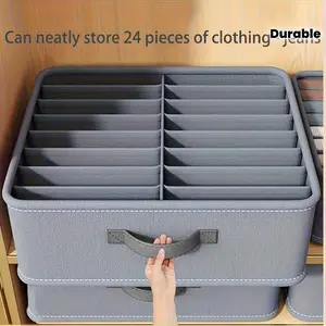 24-Grid Easy-To-Manage Nylon Storage Basket, Large Capacity Double-Row Clothing Organizer Box, Pants Compartment Storage Organizer - Pull-Out Drawer, Suitable for Storing Underwear, Socks, Pants, T-Shirts, Under-Bed Storage