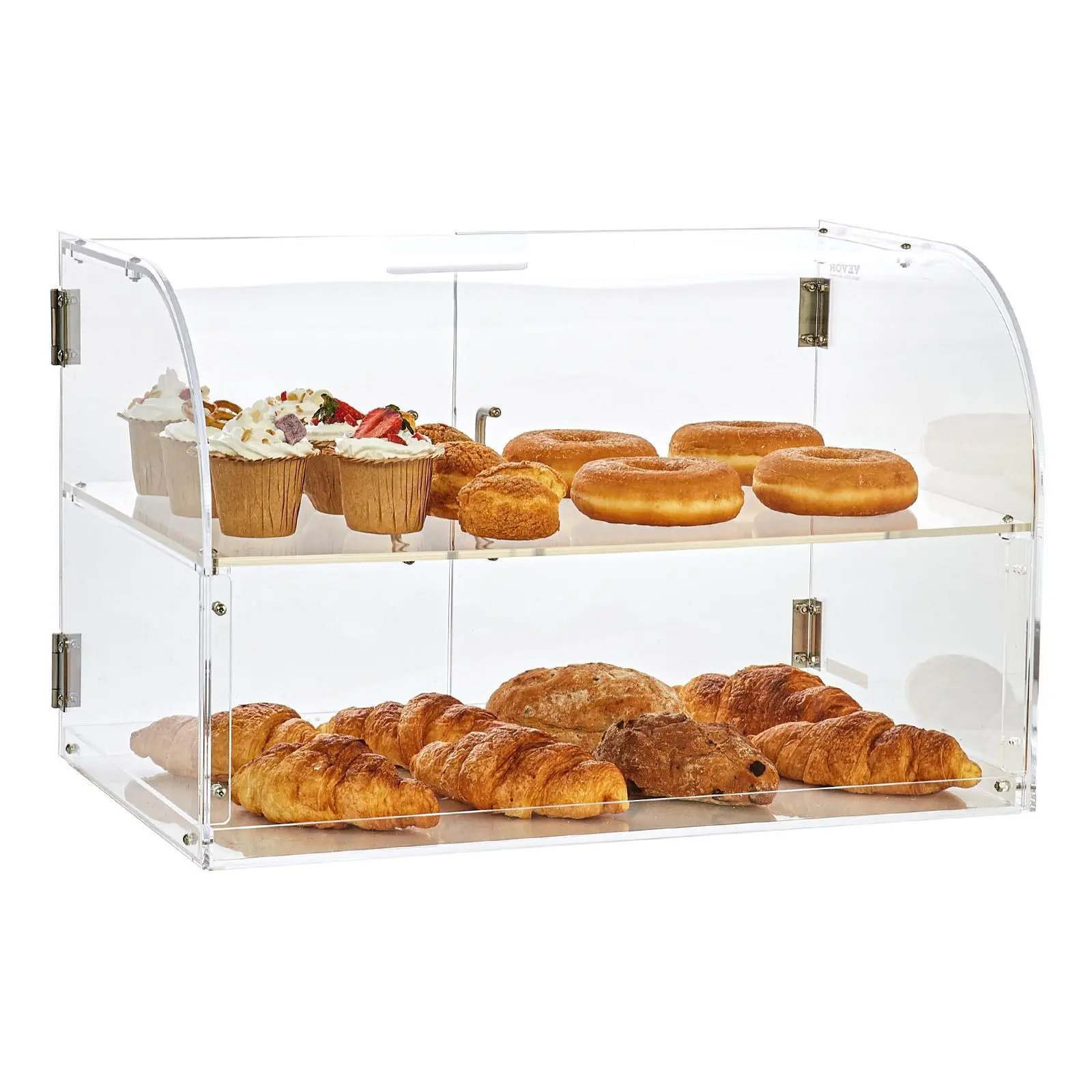 【summerfinds】VEVOR Pastry Display Case, 2-Tier Commercial Countertop Bakery Display Case, Acrylic Display Box with Rear Door Access & Removable Shelves, Keep Fresh for Donut Bagels Cake Cookie, 22"x14"x14"