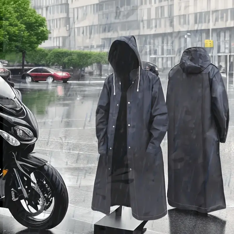 Men's Lightweight Raincoat, Full Coverage Windproof Jacket, Adjustable Hood, Zip Pockets, Outdoor Cycling, Hiking, Fishing, Commuting, Eva Waterproof Raincoat