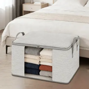 A Striped Visual Quilt Storage Bag, a Large-capacity Household Storage Solution for Clothes and Quilts, a Must-have for Moving and Packing, Offering and Dust-proof Storage, Under-Bed Storage, Clothes Storage Bags