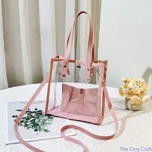 Clear Jelly Bag, Summer Fashion PVC Handbag, Cute Transparent Tote Purse, Crossbody & Handheld Bag, Lightweight Waterproof Purse for Beach, Pool, Party, Vacation, Casual Everyday Use