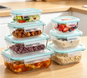 Glass Mea Prep Containers with Lids Set  Airtight & Leakproof  Microwave,Oven,Dishwasher Safe  BPA-Free  Stackable Food Storage Boxes for Lunch,Meal Prep & Leftovers