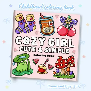 1PC COZY GIRL coloring book, cute afternoon tea daily patterns, thickened paper, Durability, Smooth Coloring, stress-relief and relaxing, Valentine's Day gift, adult coloring book