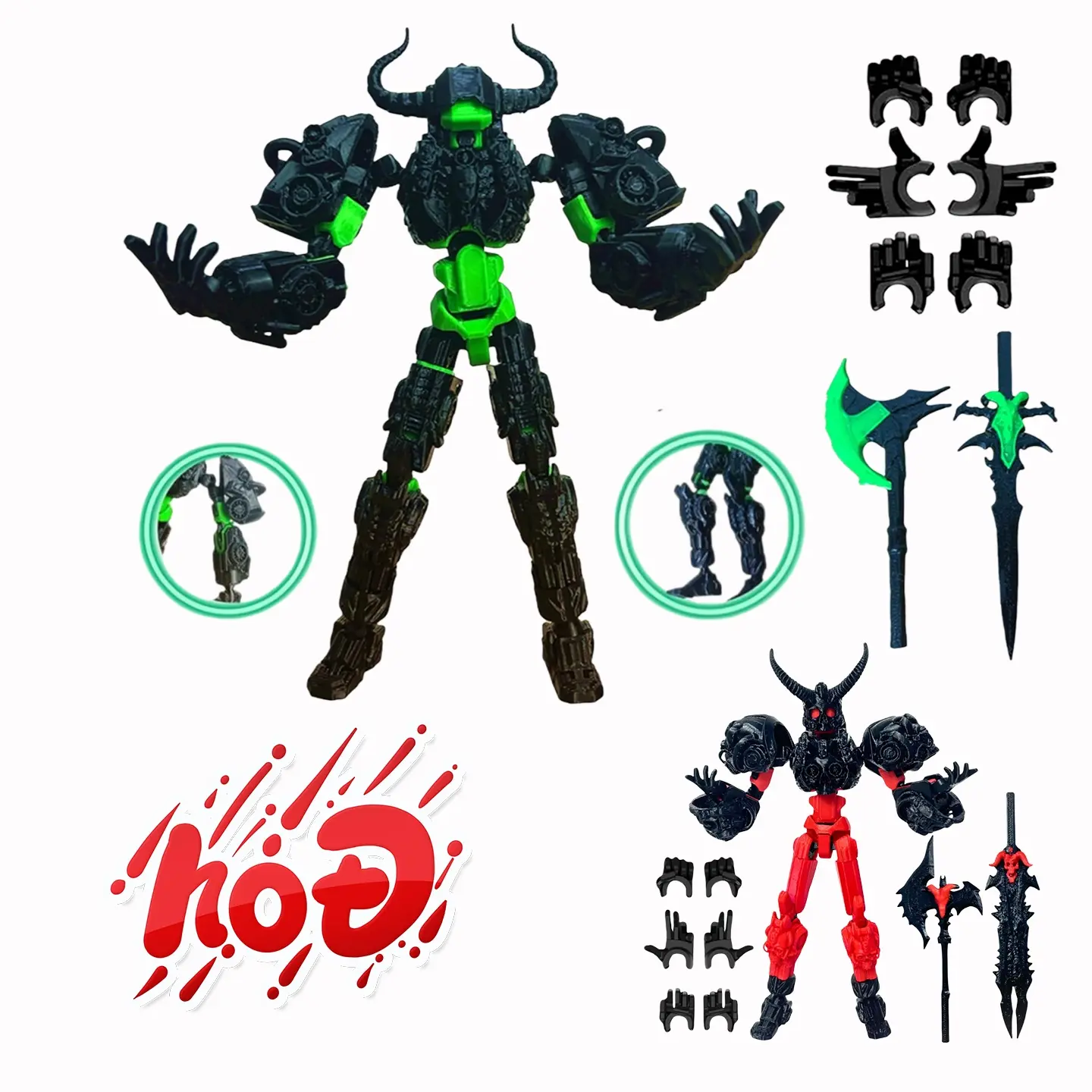 Assembly Completed T13 Action Figure 3D Printed Ox Demon Warrior