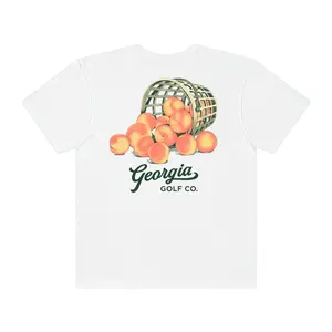 Georgia Golf Company Range Bucket Tee White Casual 100% Ring-Spun Cotton Heavyweight Pocket T-Shirt with Screen Printed Design