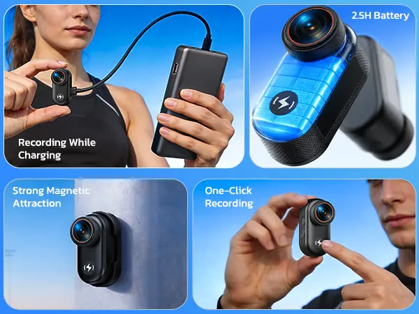 CAMWORLD 4K Mini Body Video Recording Camera - 64GB Micro SD Memory Card, Clip, Lens, Thumb-Action WiFi, 1.47" HD Screen, Magnetic Snap-On Mount, Wearable POV Vlogging Camera for Bikers CAMWORLD 4K Mini Body Video Recording Camera - 64GB Micro SD Memory Card, Clip, Lens, Thumb-Action WiFi, 1.47" HD Screen, Magnetic Snap-On Mount, Wearable POV Vlogging Camera for Bikers