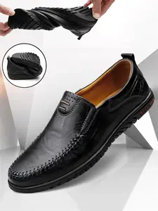 Men's Business Style Solid Color Loafers, Lightweight Comfortable Retro Slip on Loafers for Work & Daily Wear, Fashion Shoes for Party, Daily Clothing Decor