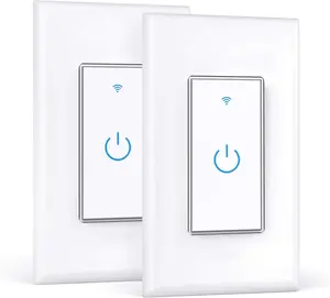 Double Smart Home Light Switch - Dual WiFi Wall Switch, Single Pole, Needs Neutral Wire - Compatible With Alexa Google Assistant