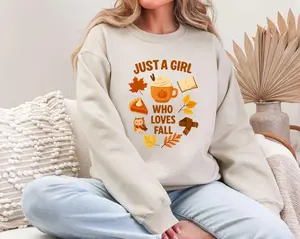 [Sale Up To 45%] (Free Ship) - Just A Girl Who Loves Fall Sweatshirt | Cozy Autumn Crewneck | Pumpkin Spice Fall Aesthetic Gift for Her | Cute Fall Sweater