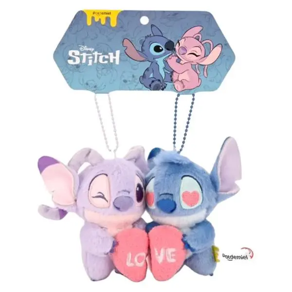 Disney Stitch Confession Magnetic Keychain Plush Set Stitch And Angel Adorable Couple Keyring For Bags And Keys Gift