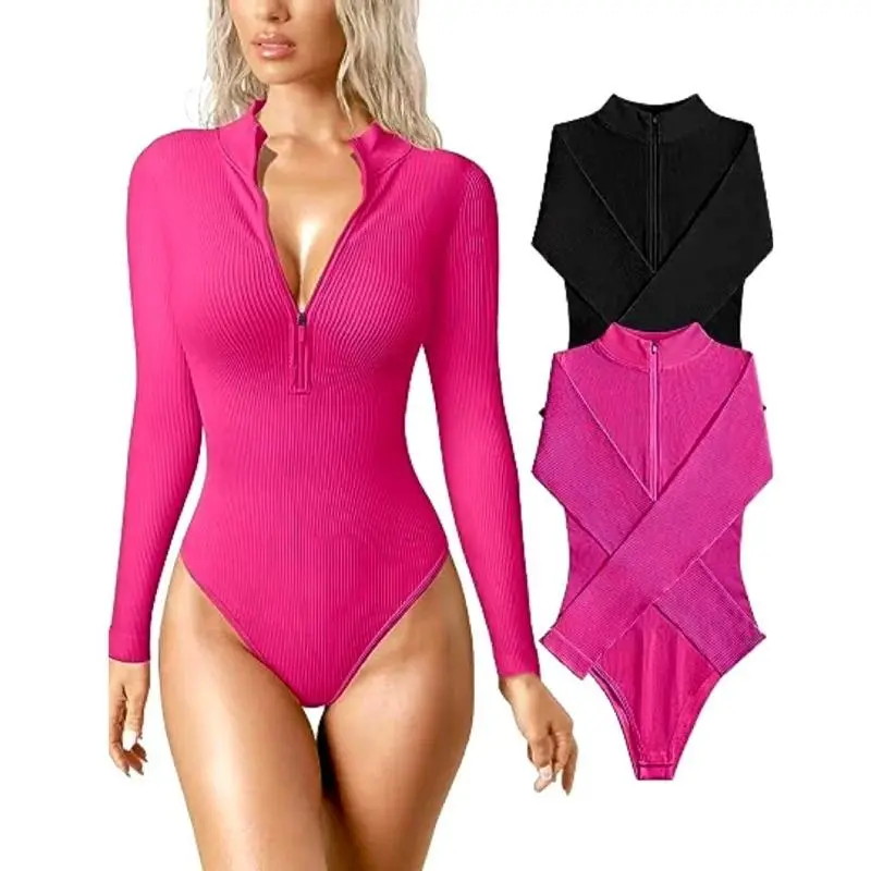 SUPÊR VÃLUE CHOICE Women's Olive Green Ruffle Cross Asymmetric Fitted Long Sleeve Bodysuit, Classic Elegant Office Casual Daily Design Bodysuit, Suitable For Autumn/Winter Layering, Fashionable As A 1pc , Everyday Commuter Bodysuit Body Suits For Women
