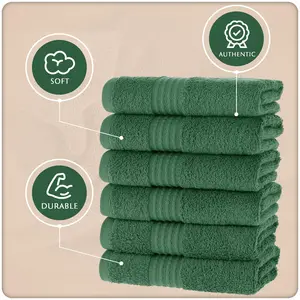 Maura Basics Performance Turkish Wash Cloths with Hanging Loop. 13”x13” American Standard Towel size. Soft, Durable, Long Lasting and Absorbent | 100% Turkish Cotton Bath Towels Set for Bathroom, Hunter Green Extra Large