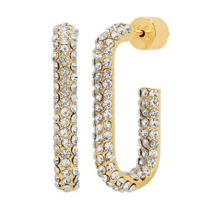 Rectangular CZ Hoop Earrings