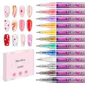 MelodySusie Nail Art Pens Set 0.5MM Nail Polish Pens for Nail Art, Nail Dotting Tool, Drawing Pen for Nail Design for Salon and DIY at Home MelodySusie Nail Art Pens Set 0.5MM Nail Polish Pens for Nail Art, Nail Dotting Tool, Drawing Pen for Nail Design for Salon and DIY at Home