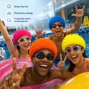 Funny Spiky Silicone Swim Cap, Sea Urchin Pool Cap, Soft Flexible Novelty Swimming Hat for Pool Party, Beach, Swim Practice & Summer Fun