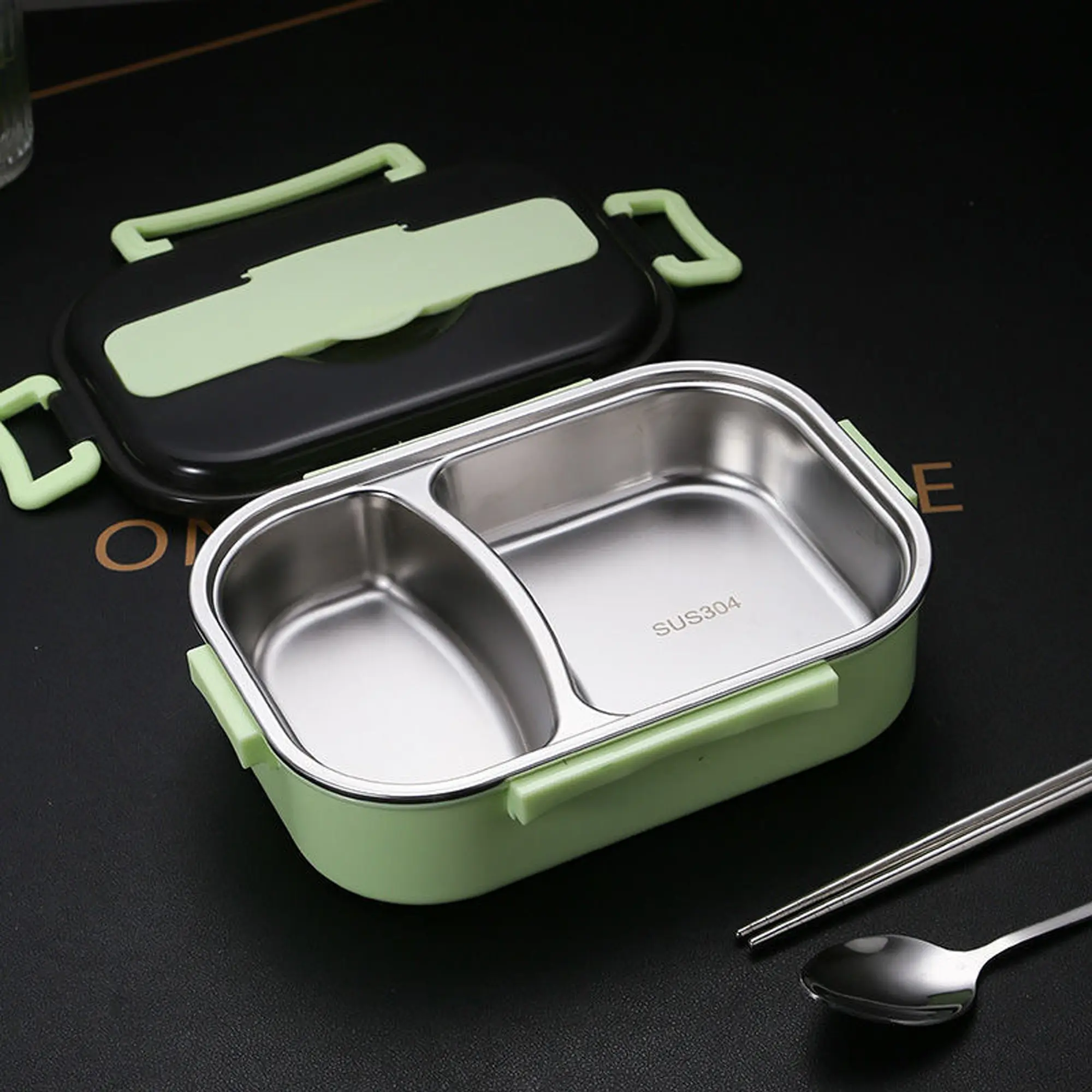 Leakproof Bento Lunch Box With Thermos Bag – Includes Stainless Divider, Spoon, Chopsticks, and 4-Latch BPA-Free Design