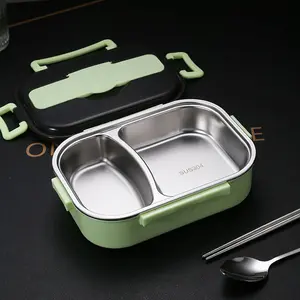 Leakproof Bento Lunch Box With Thermos Bag – Includes Stainless Divider, Spoon, Chopsticks, and 4-Latch BPA-Free Design