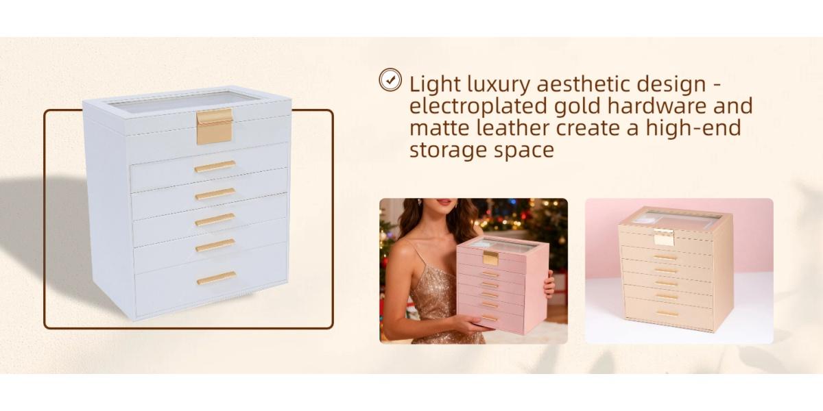 BOOVO (Pearl Gray) 6-Layer Jewelry Box for Women - Large Jewelry Organizer with Glass Lid & Mirror, PU Leather Jewelry Storage Box, Velvet-Lined Holder for Necklaces, Rings & Earrings, Birthday Gift for Mom, Wife & Girlfriend BOOVO (Pearl Gray) 6-Layer Jewelry Box for Women - Large Jewelry Organizer with Glass Lid & Mirror, PU Leather Jewelry Storage Box, Velvet-Lined Holder for Necklaces, Rings & Earrings, Birthday Gift for Mom, Wife & Girlfriend