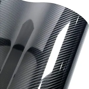 6D Carbon Fiber Vinyl Self Adhesive Film Wrap Roll Bubble Free Air Release Technology DIY Wrap Film for  Interior (1ft x 16ft, Black)