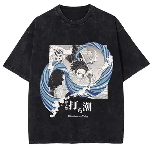 Tanjiro Kamado Water Breathing Demon Slayer Vintage Acid Wash Tee