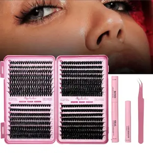 DIY Wispy Lash Clusters Kit (9–16mm) — Mixed-Length Individual Extensions + Tweezers & Glue