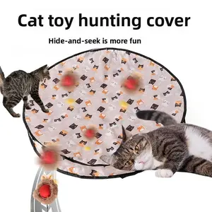 Interactive Cat Toys Ball Fast Rolling in Pouch, Motion Activate Chirping Cat Toy Hide and Seek Mouse Catching Game