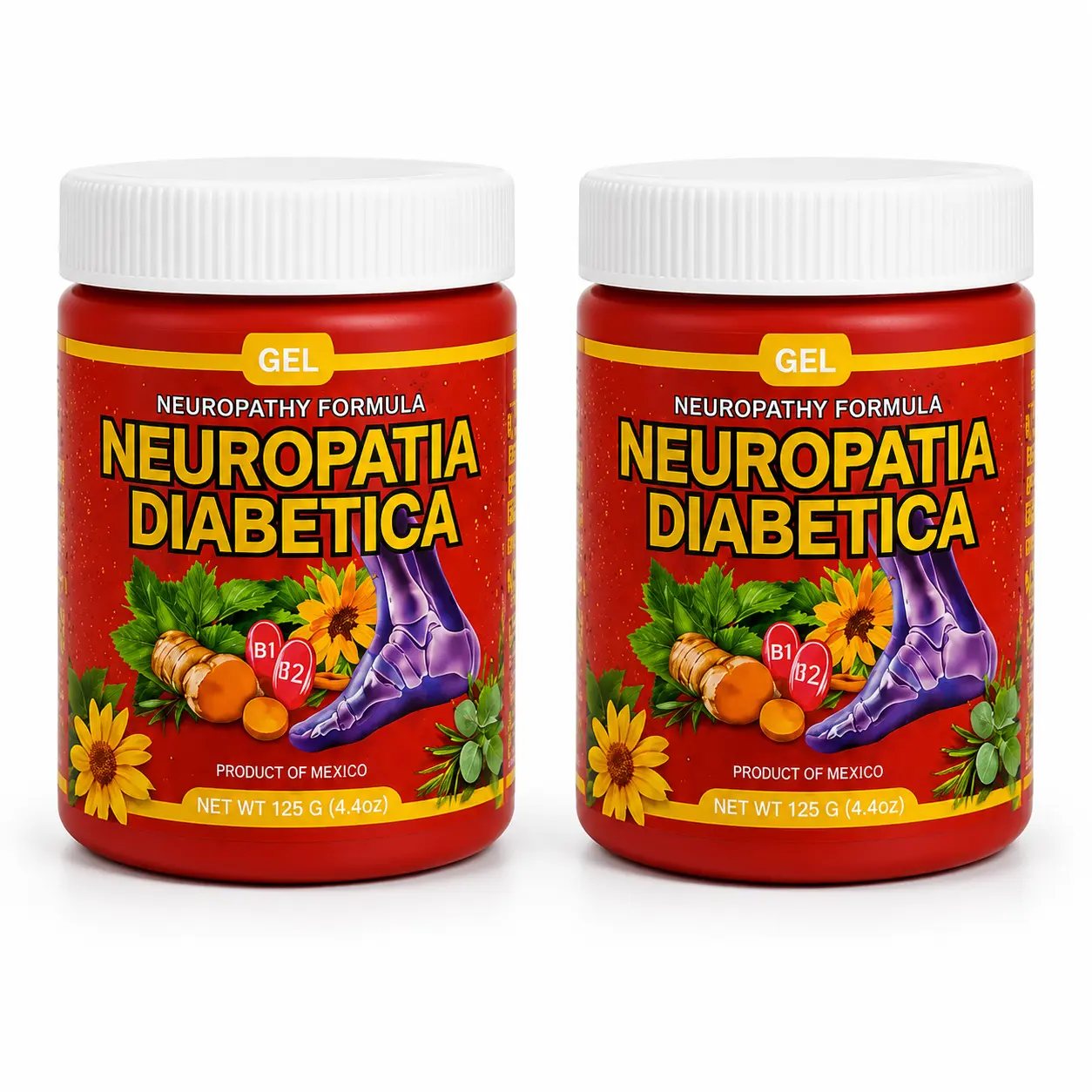 2 Pack Diabetic Neuropathy Natural Relief Gel, 125g Therapeutic Healthcare Formula for Massage Treatment (Bath & Body Care) Silk-Smooth Women's