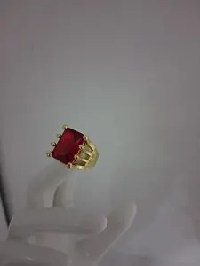 Gold Ring with Red Square Crystal – Bold Luxury Style