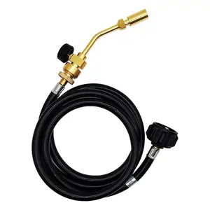 Propane Torch with 5FT Extension Hose Kit – Heavy Duty Mapp Gas Braze Soldering Torch for 20lb Tank – Perfect for Camping, BBQ & Welding